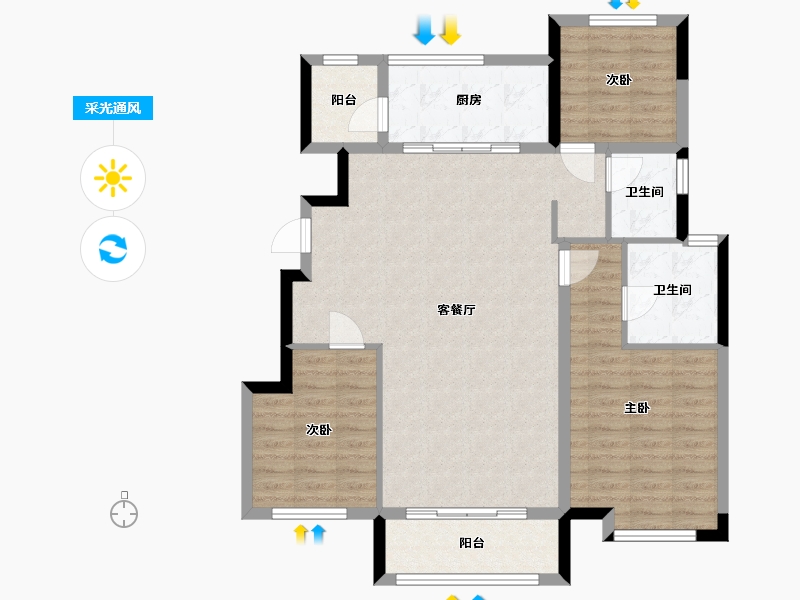 山东省-烟台市-南山嘉园-97.43-户型库-采光通风