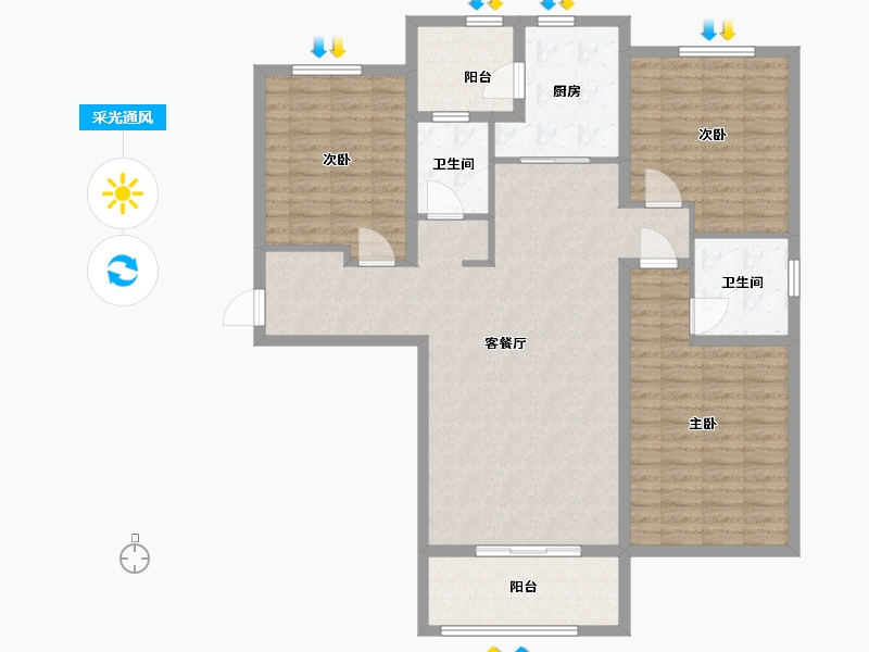 河北省-石家庄市-安联生态城-124.00-户型库-采光通风