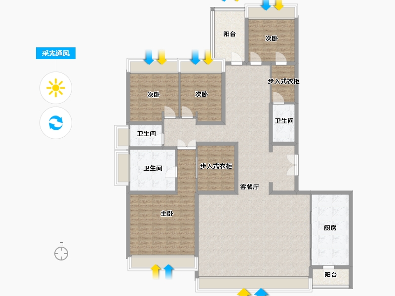 四川省-成都市-保利天悦-191.46-户型库-采光通风