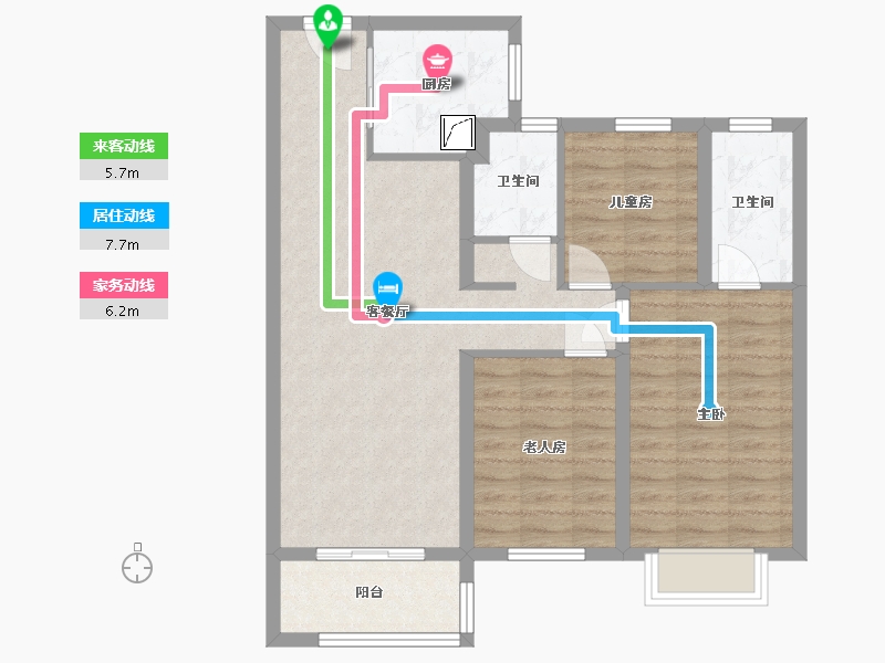 湖北省-武汉市-万科新世纪翡翠滨江-82.30-户型库-动静线