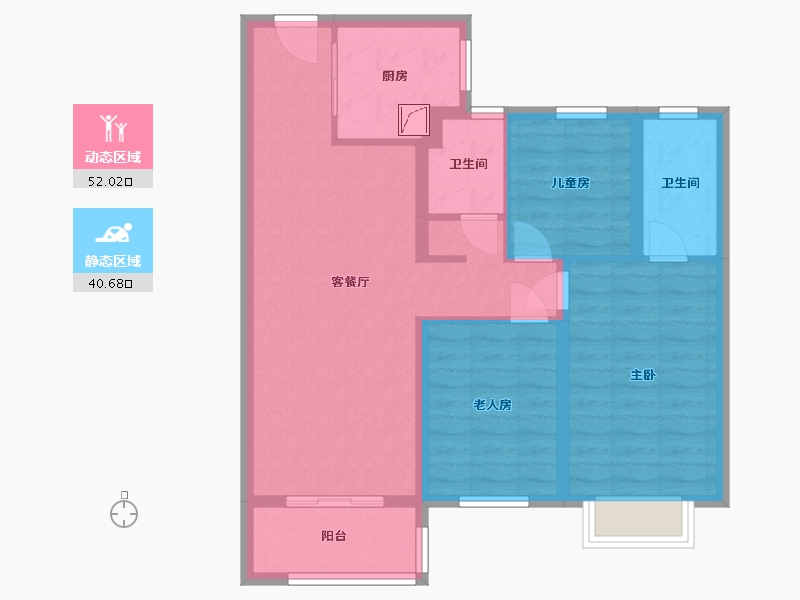 湖北省-武汉市-万科新世纪翡翠滨江-82.30-户型库-动静分区