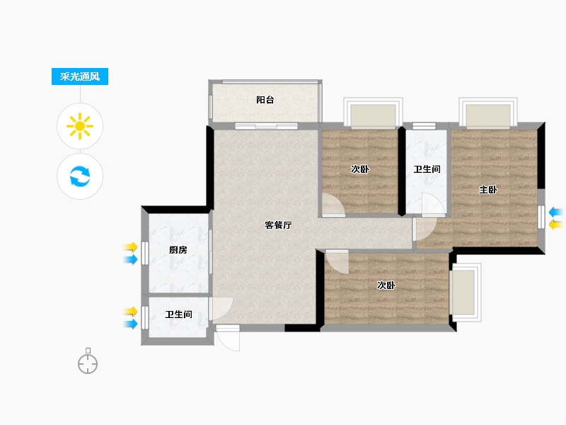 广西壮族自治区-南宁市-亿鼎温岭华府-75.19-户型库-采光通风