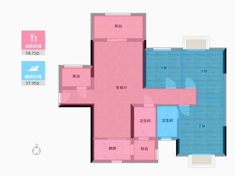 广西壮族自治区-柳州市-君悦兰庭-85.01-户型库-动静分区