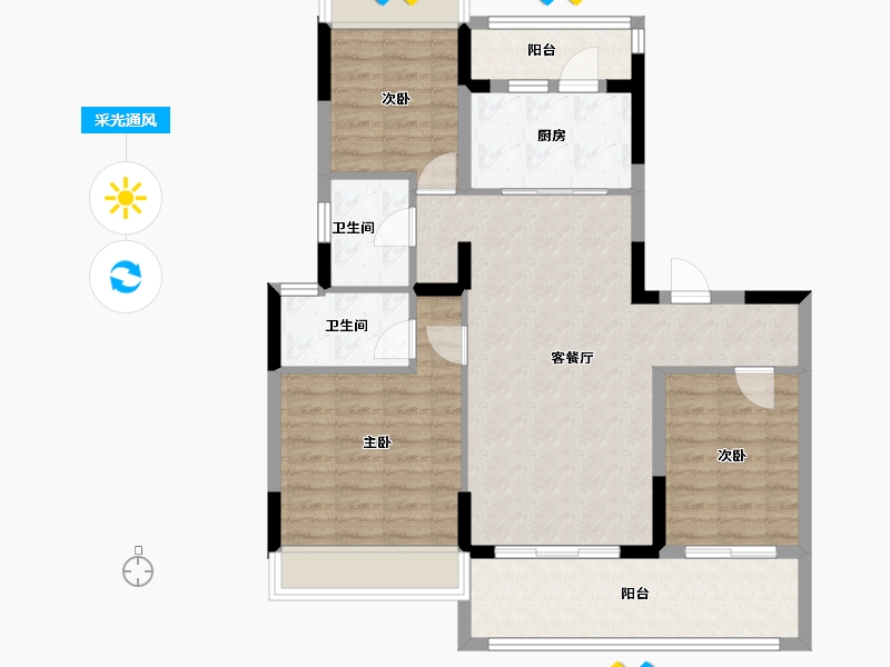 安徽省-池州市-碧桂园芙蓉湖畔-90.69-户型库-采光通风