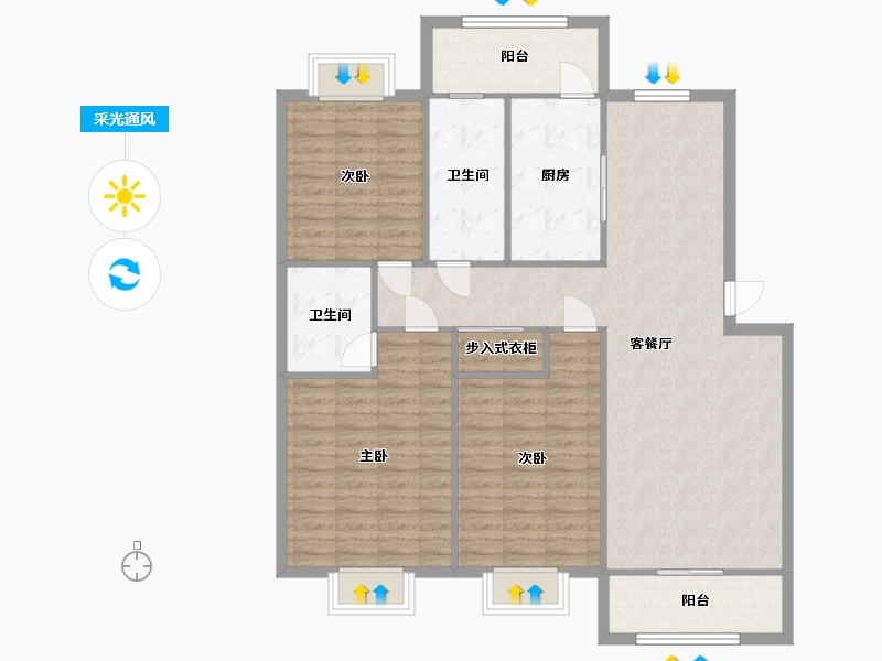 安徽省-合肥市-奥林花园-120.55-户型库-采光通风