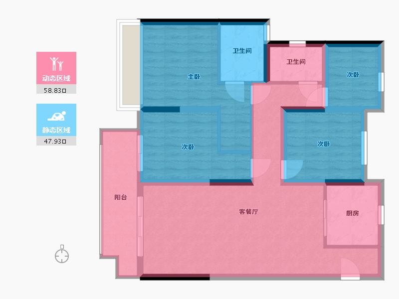 河南省-濮阳市-中梁壹号院-95.39-户型库-动静分区