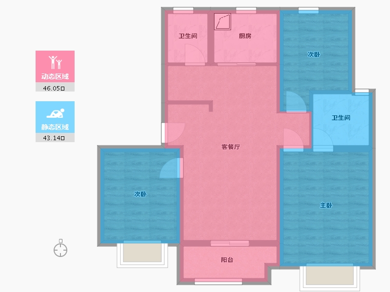 山东省-济南市-龙湖龙誉城-78.80-户型库-动静分区