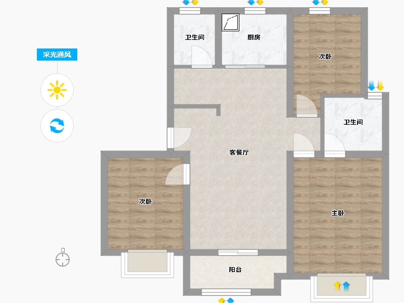 山东省-济南市-龙湖龙誉城-78.80-户型库-采光通风