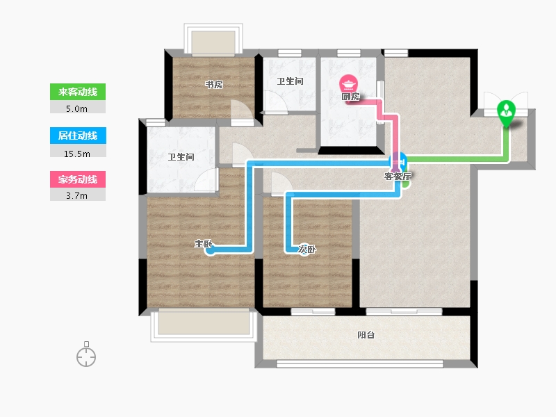 江苏省-无锡市-桃李春风-90.00-户型库-动静线