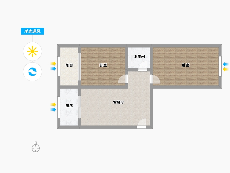 山西省-阳泉市-华讯佳苑-71.81-户型库-采光通风