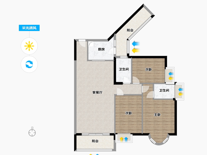 福建省-泉州市-万盛凤凰城-114.31-户型库-采光通风