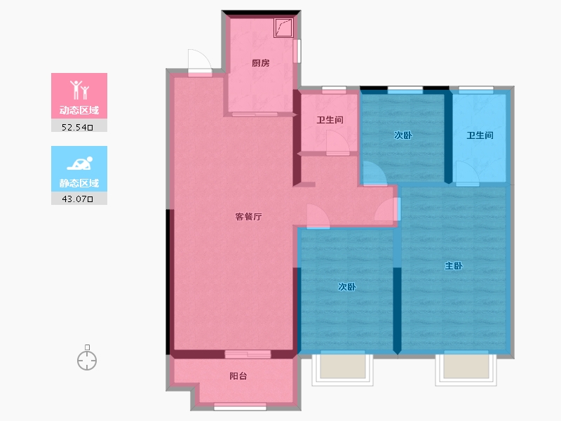 陕西省-西安市-旭辉国悦府-85.00-户型库-动静分区