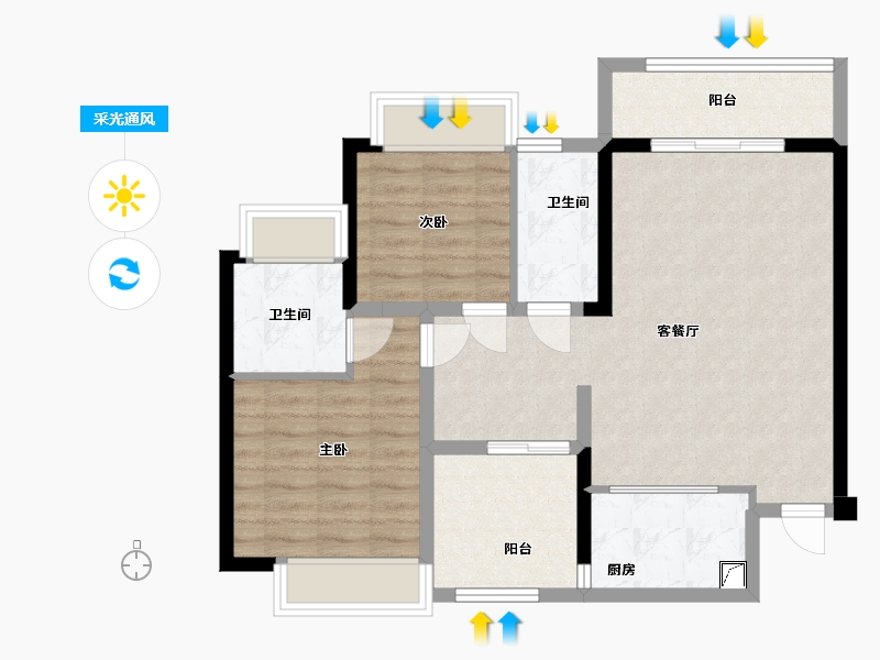 广东省-佛山市-文华-79.99-户型库-采光通风