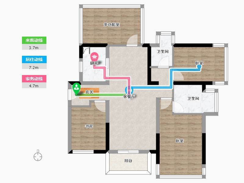 广西壮族自治区-南宁市-华发国宾壹号-88.32-户型库-动静线