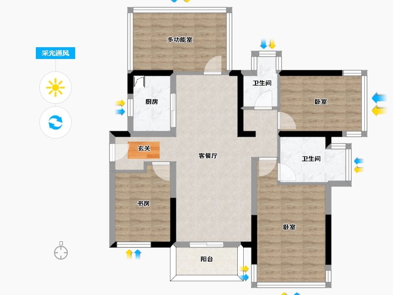 广西壮族自治区-南宁市-华发国宾壹号-88.32-户型库-采光通风