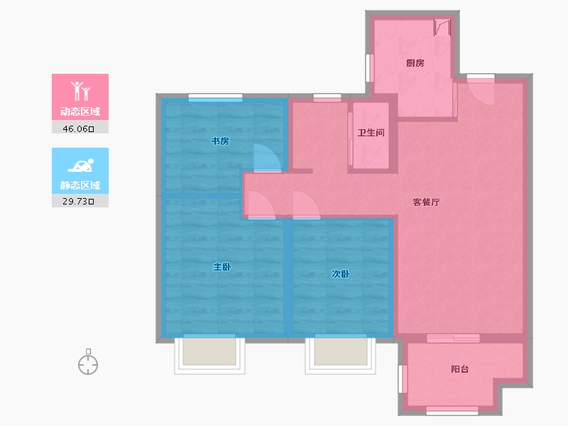 江苏省-无锡市-新力翡翠湾-66.79-户型库-动静分区