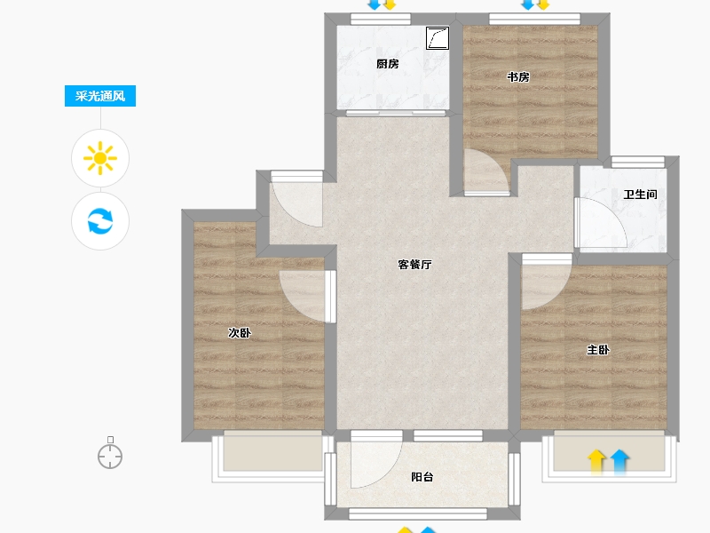 山东省-烟台市-颐景园-68.00-户型库-采光通风