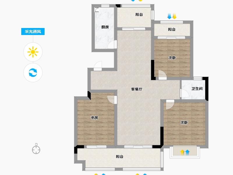 安徽省-阜阳市-一里香溪-97.99-户型库-采光通风