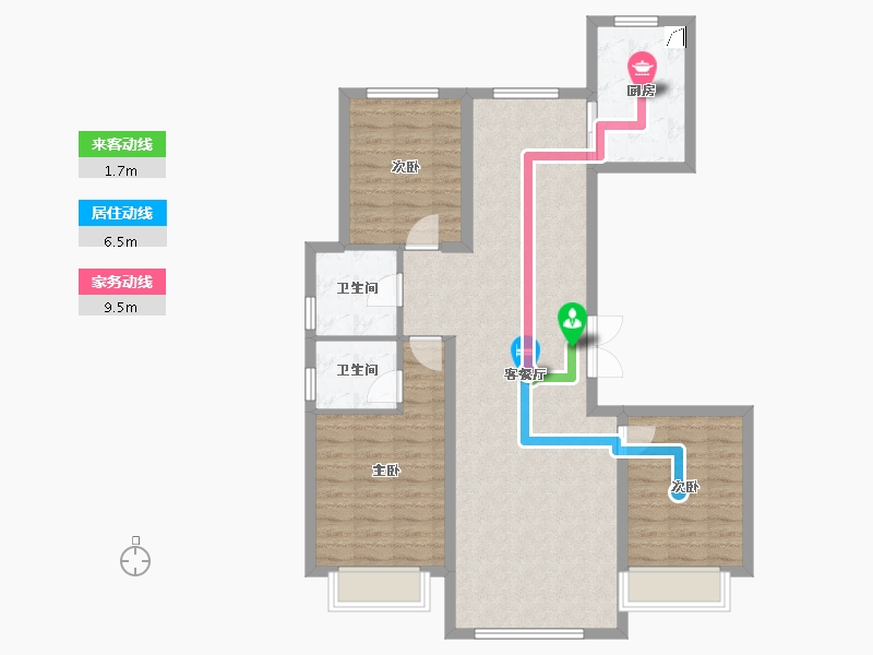 内蒙古自治区-包头市-方兴衡士府-95.53-户型库-动静线