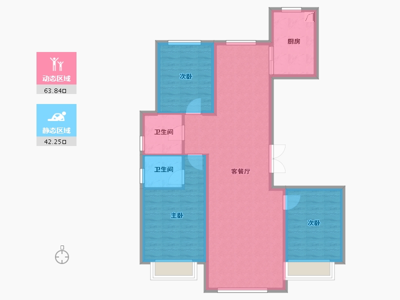 内蒙古自治区-包头市-方兴衡士府-95.53-户型库-动静分区