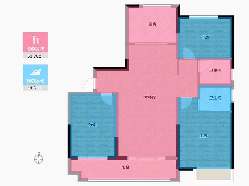 陕西省-榆林市-阳光紫郡-95.28-户型库-动静分区