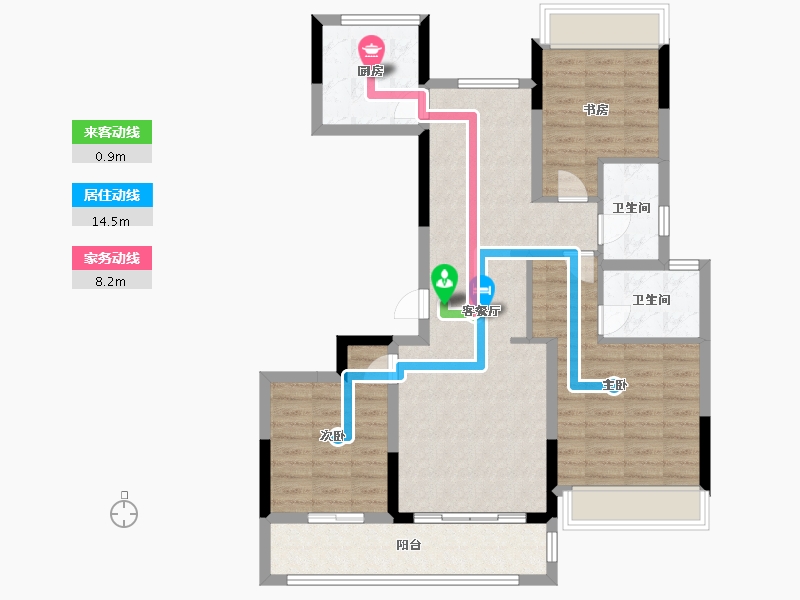 浙江省-丽水市-滨江时代花园-90.50-户型库-动静线