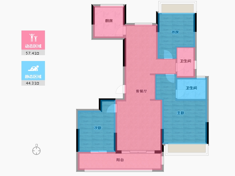 浙江省-丽水市-滨江时代花园-90.50-户型库-动静分区