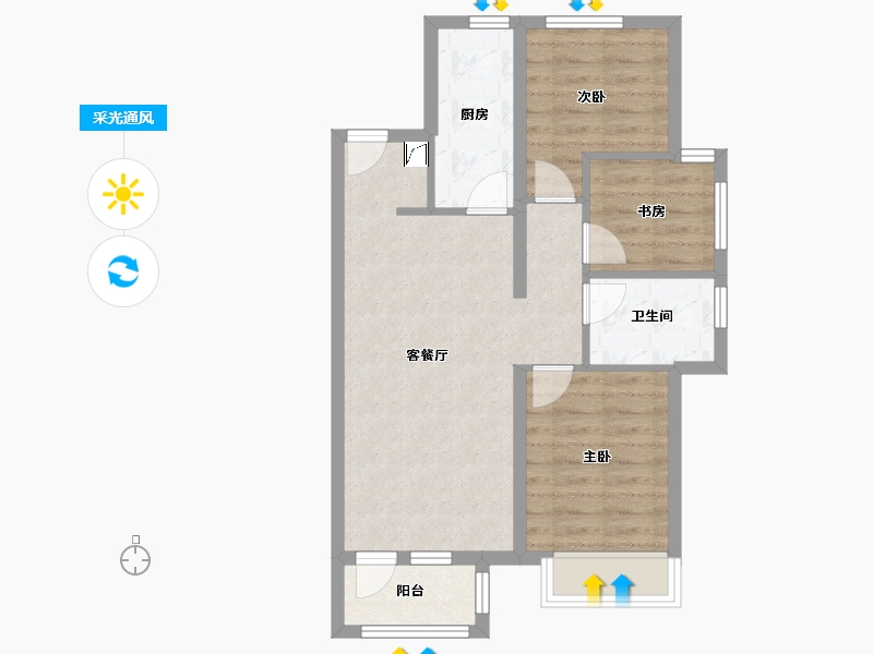 河北省-廊坊市-剑桥郡11期-62.55-户型库-采光通风