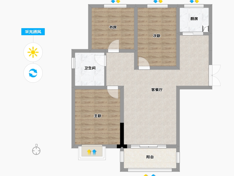 安徽省-阜阳市-万汇城-81.35-户型库-采光通风