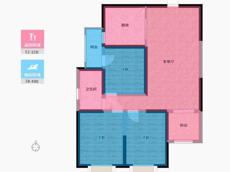 陕西省-西安市-龙腾万都汇-80.13-户型库-动静分区