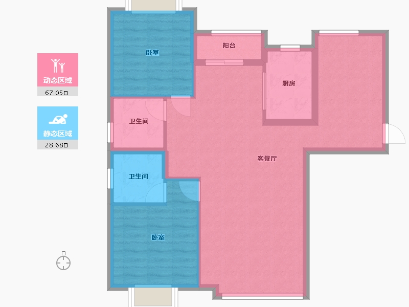 湖南省-长沙市-汉唐世家-86.47-户型库-动静分区