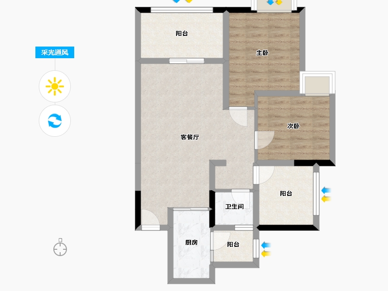 重庆-重庆市-国奥村-70.07-户型库-采光通风