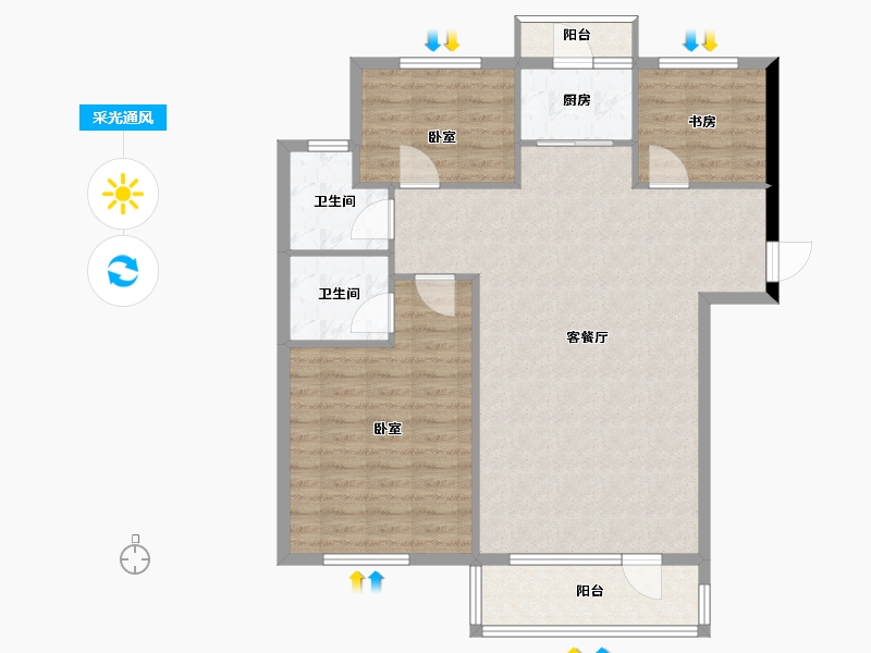 辽宁省-阜新市-阳光水岸-98.46-户型库-采光通风