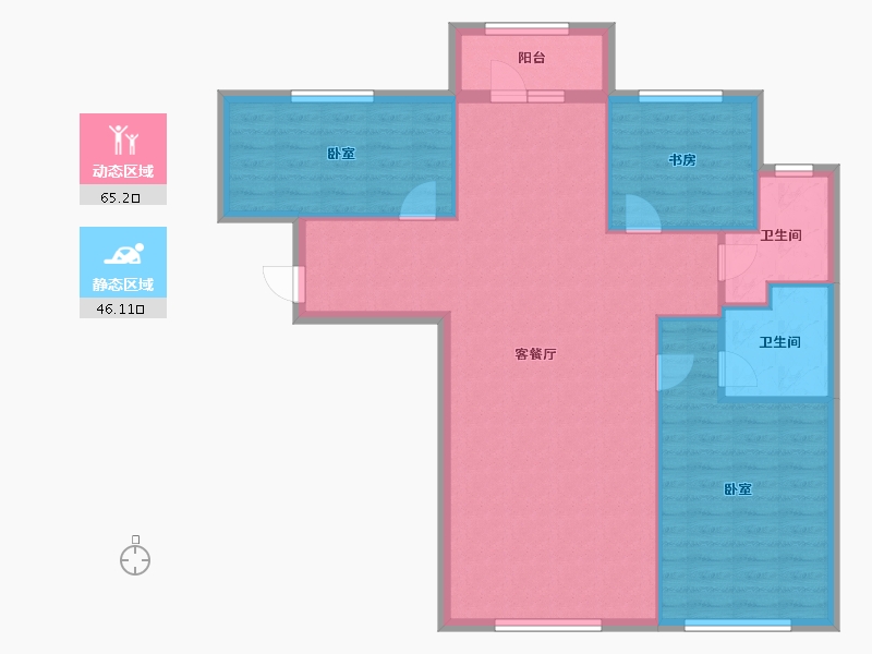 辽宁省-阜新市-阳光水岸-102.00-户型库-动静分区