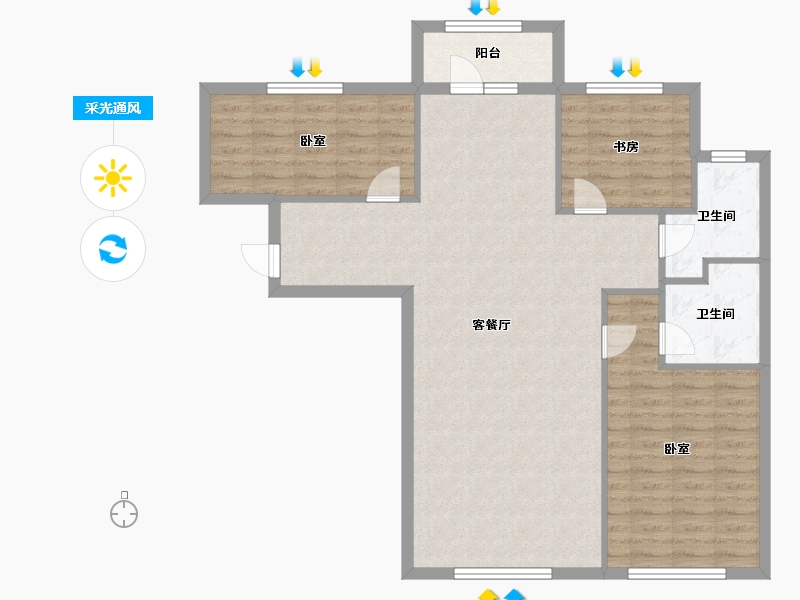 辽宁省-阜新市-阳光水岸-102.00-户型库-采光通风