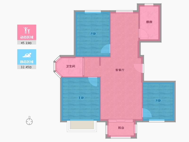 河北省-廊坊市-九里香堤-70.43-户型库-动静分区