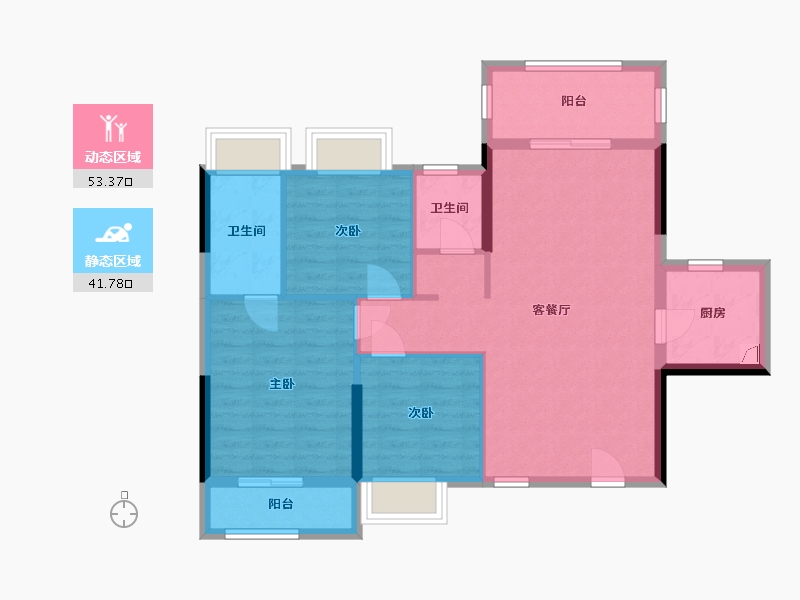 广西壮族自治区-南宁市-龙湖名城-85.34-户型库-动静分区