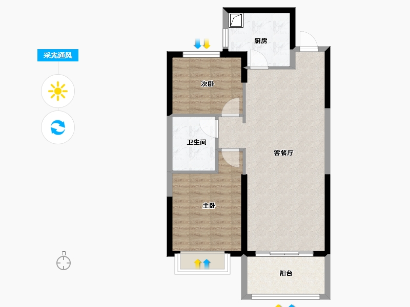 辽宁省-抚顺市-抚顺恒大华府-73.00-户型库-采光通风