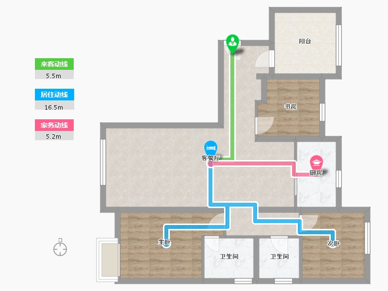 河北省-廊坊市-潮白河孔雀城盛景澜湾-87.23-户型库-动静线