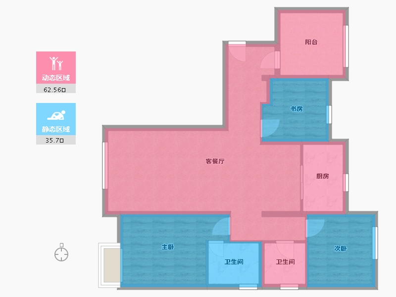 河北省-廊坊市-潮白河孔雀城盛景澜湾-87.23-户型库-动静分区