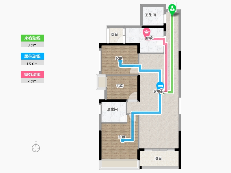 湖南省-长沙市-阳光100后海-110.01-户型库-动静线