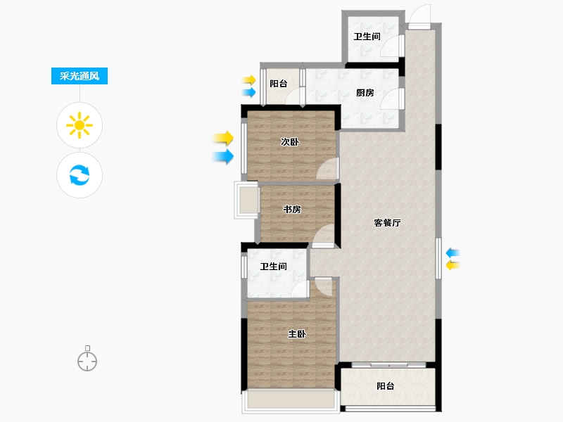 湖南省-长沙市-阳光100后海-110.01-户型库-采光通风