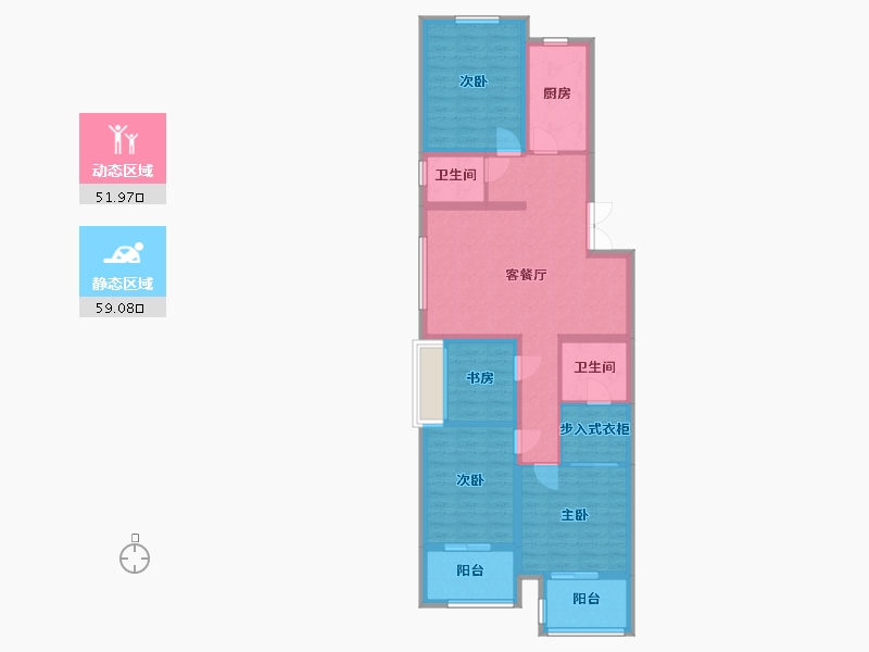 江苏省-徐州市-恒华新都汇-98.57-户型库-动静分区