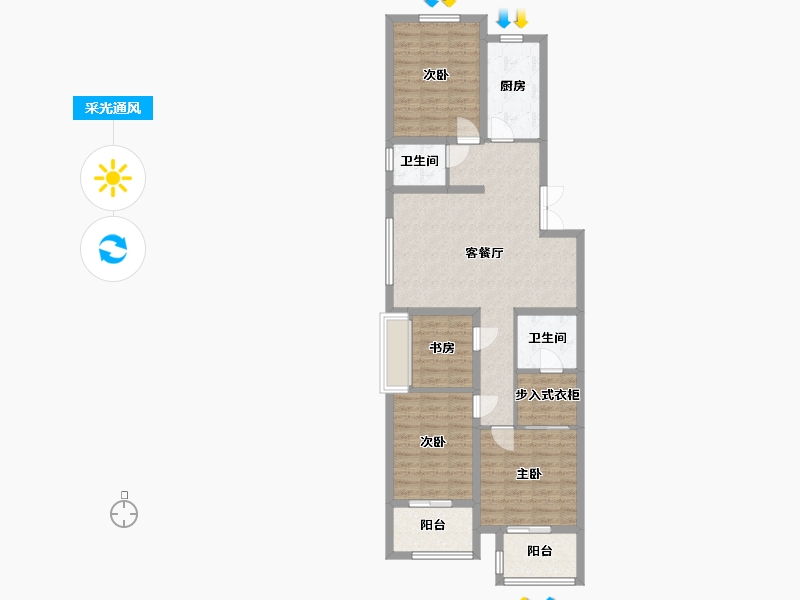 江苏省-徐州市-恒华新都汇-98.57-户型库-采光通风