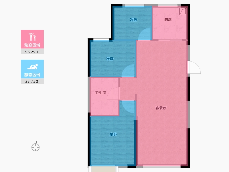 黑龙江省-哈尔滨市-恒大时代广场-82.35-户型库-动静分区