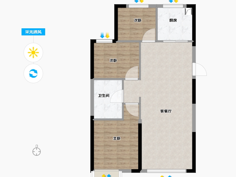 黑龙江省-哈尔滨市-恒大时代广场-82.35-户型库-采光通风