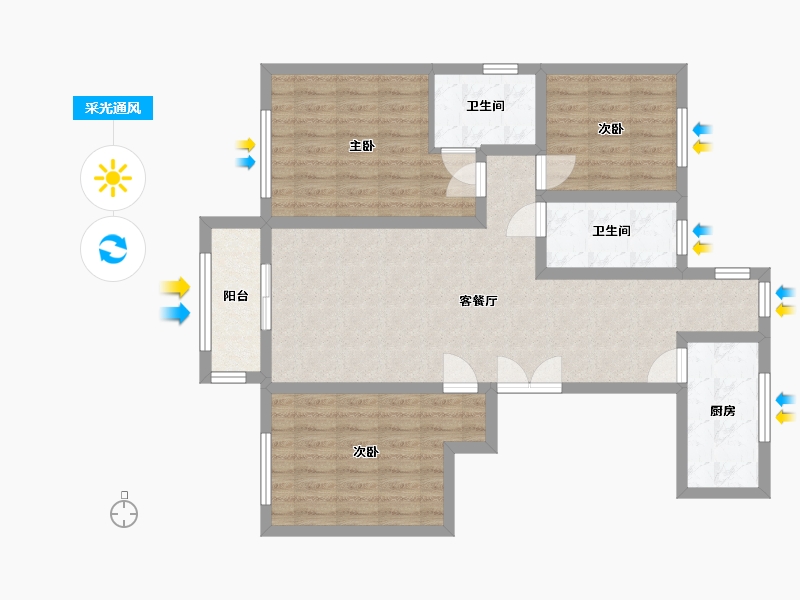 河北省-保定市-永宁华庭-86.86-户型库-采光通风