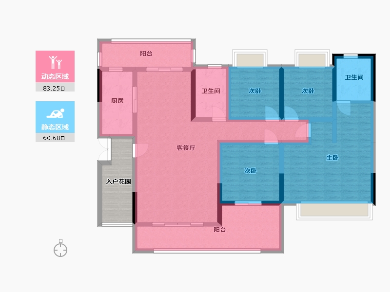 云南省-红河哈尼族彝族自治州-凤凰湾-135.81-户型库-动静分区