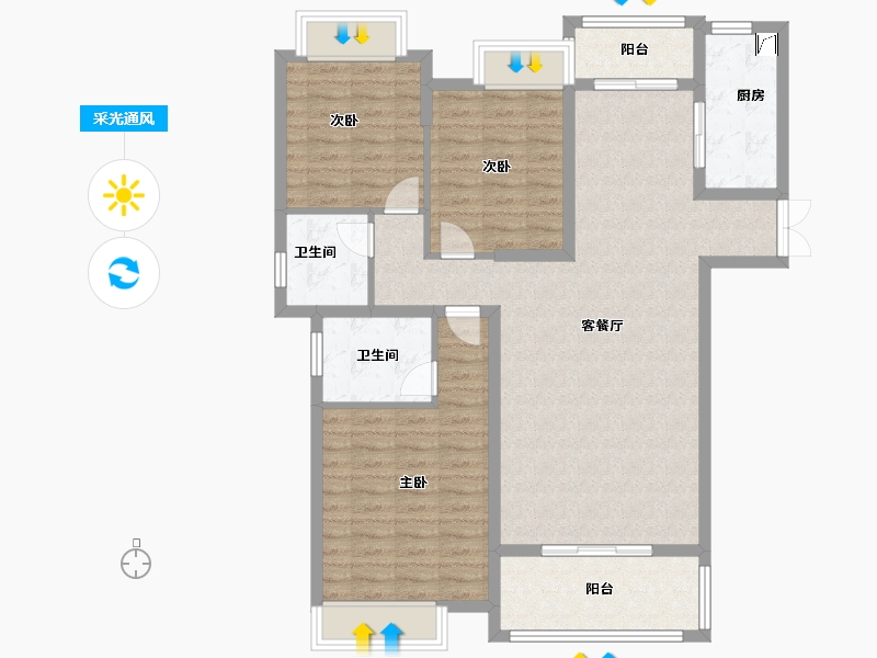 江西省-吉安市-紫金凤凰城-105.00-户型库-采光通风