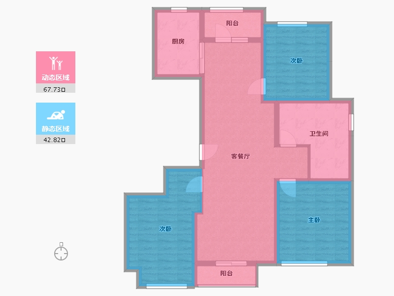 河南省-新乡市-绿城凤湖玫瑰园-98.74-户型库-动静分区